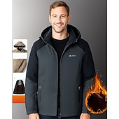 preiswerte Fleece &amp; 3 in 1 Jacken-Herren Softshelljacke Wanderjacke Fleecejacke Thermojacke Winter Draussen Patchwork Thermik Winddicht Oberteil Dunkelgrau Khaki