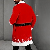 billige Julekostyme-Jul Herre 3D-utskrift Snøfnugg Ytterfrakk Frakk Varm Fritid Daglig Ferie Festival 2 i 1 Knapper Lomme foran Vår Høst Vinter Med hakk Langermet Rød Blå Lilla