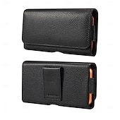 baratos saco de telefone universal-Estojo para celular masculino com presilha, bolsa de cintura, acessório em couro PU, carteira para celular, estilo vintage, capa protetora para celular.