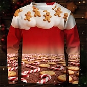 billiga Barnens jultröjor-Jul Pojkar 3D Pepparkakor män T-shirt Långärmad Vår Höst Mode Grundläggande Barn 4-12 år Rund hals Utomhus Ledigt Dagligen Normal