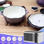 Недорогие Кухонная посуда-кастрюля из тыквы, эмалированная антипригарная тыквенная жаровня с крышкой, форма для запекания из тыквы с крышкой, тыквенная запеканка с осенним и праздничным декором, идеально подходит для