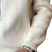 abordables suéter de la rebeca de los hombres-Hombre Pulóveres Chaqueta de Punto Jersey con cremallera Estriado Tejer Tops regulares De Punto Color sólido Cuello Mao Vacaciones Moda Casual Ropa Cotidiana Ropa Primavera &amp; Otoño Negro Color Caquí