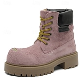 economico Stivali da lavoro-Per uomo Stivali Stivali da Lavoro Camminata Vintage Quotidiano PU Aumento Altezza Confortevole Stivali a Metà Polpaccio Allacciatura Tessuto almond Marrone scuro Nero Autunno Inverno