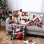 billiga Julbäddset-Julplyschkuddfodral i linne, modernt minimalistiskt dekorativt örngott för hemmet, soffan, kontoret eller bilens semesteratmosfär