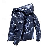 abordables Manteaux &amp; vestes-Homme Manteau d'Hiver Doudoune Veste Matelassée Avec Poches Polyester Vacances Tenue quotidienne Date Régulier Mode Occasionnel Confortable Chaleur Thermique Hiver Couleur Unie / Unie Argent Noir
