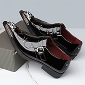 economico Mocassini-mocassini neri da uomo con fibbia decorativa, design elegante per occasioni formali, matrimoni ed eventi speciali