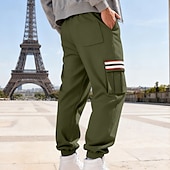 economico Carico-Per uomo Pantaloni da tuta Pantaloni in Pile Joggers Pantaloni Pantaloni invernali Coulisse Tasca Elastico in vita Patchwork Comodità Caldo Sport all'Aperto Quotidiano Moda Casual Nero Bianco