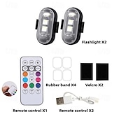 ieftine Lumini decorative-Lumini stroboscopice wireless cu telecomandă pentru motocicletă și mașină, LED-uri, 8 culori, anti-coliziune, încărcare USB, impermeabile, lumini de avertizare de urgență interioare pentru camion,