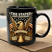 זול ספלים וכוסות-ספל יום השנה ה-250 של ארצות הברית, מתנת חג המולד, ספל פטריוטי, כובע פטריוטי, ספל קפה קרמי 11oz, נשר קירח, פטריוטי, רטרו, דגל אמריקאי, ספל לגברים ולנשים, מתנת יום העצמאות