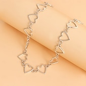 abordables Collier pour femme-Collier ras du cou cœur en argent pour femme – bijou tendance à maillons pour tenues décontractées et de soirée