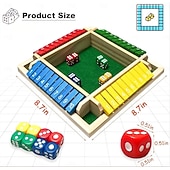 お買い得  贈り物-箱を閉めるサイコロゲーム、8つのサイコロ、4人のプレイヤー向け木製ボードテーブル、数学スキルゲーム、ドロップイットゲーム説明書付き、子供から大人まで簡単に学べる、家族や友達とのパーティーに最適