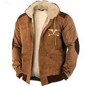 baratos Moletom com capuz de lã-Homens Moletom Full Zip Hoodie Moletom com capuz de lã Sherpa Azul Marron Verde Cáqui Com Capuz Bloco de cor Vaca Com Cordão Zip Up Patchwork Desportos e Ar livre Diário Feriado Poliéster Vintage