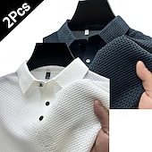 cheap Men&#039;s Classic Polo-2PCS Men&#039;s Polo Shirts Golf Shirt Casual Holiday Classic Short Sleeve Fashion Basic Plain 2 Piece Multi-pack Summer All Seasons Regular Fit