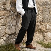 cheap Bottoms-Medieval Renaissance Pirate Pants Pirate Viking Solid Color Fancy Dress Men's Viking Pirate Halloween Carnival Vacation Party / Evening LARP Adults' Pants Spring &amp; Summer