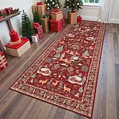 זול שטיחי אזור-Christmas Area Rug For Hallway Kitchen Bedroom Living Room Decoration Crystal Velvet Soft Non-Slip Washable Carpet Easy Clean Floor Mat Holiday Home Decor