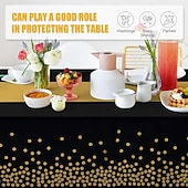 Décorations de fête du Nouvel An noires et dorées, ensemble de 3 nappes jetables en plastique épais pour anniversaire, dîner, dessert, pique-nique &décoration d'événements abordables Nouvel An-Décorations de fête du Nouvel An noires et dorées, ensemble de 3 nappes jetables en plastique épais pour anniversaire, dîner, dessert, pique-nique &décoration d'événements