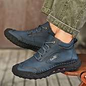 economico Stivaletti alla caviglia-scarponi da trekking bianchi da uomo fatti a mano: design in similpelle resistente e confortevole, perfetti per le avventure all'aria aperta e per l'uso quotidiano