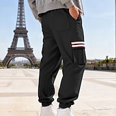 economico Carico-Per uomo Pantaloni da tuta Pantaloni in Pile Joggers Pantaloni Pantaloni invernali Coulisse Tasca Elastico in vita Patchwork Comodità Caldo Sport all'Aperto Quotidiano Moda Casual Nero Bianco
