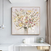 levne Květinové či botanické obrazy-Ručně vyráběné olejomalby z lahví s květinami na plátně, nástěnná dekorace, moderní abstraktní obraz pro domácí dekoraci, rolovaný bezrámový, nenatažený obraz