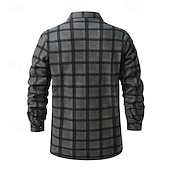 abordables camisas de franela-Hombre Camisa Camisa casual Camisa de franela Camisa de lana Abotonar la camisa Rojo Color Caquí Gris Manga Larga Plaid Diseño Vacaciones Festivos Bolsillo Ropa Poliéster Moda Mantiene abrigado