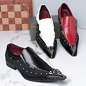 baratos Mocassins-Homens Clássico Casual Diário Pele PU Confortável Respirável Sem Atacadores Preto Branco Vermelho Verão Primavera Outono