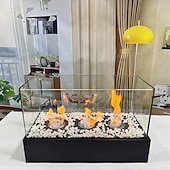 levne kempingové vybavení-skleněný velký stolní krb přenosný ohniště s miskou na oheň, čisté hoření bioetanolu, bezodvětrávací krb pro vnitřní i venkovní terase, párty