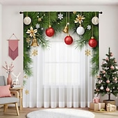 Недорогие Рождественская кухня-Рождественские прозрачные шторы серии 2025, 3D цифровая печать, оконные шторы для гостиной, спальни, праздничное украшение, декор для дома, элегантные праздничные шторные панели