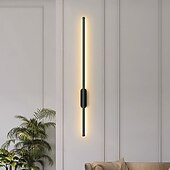 tanie Kinkiety wewnętrzne-Długa lampa ścienna 23,6 cala - 47,2 cala, czarno-złota, metalowa lampa ścienna do wnętrz, salon, tło, sypialnia, lampka nocna, AC2200V, AC110V
