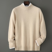 preiswerte Wollpullover für Herren-Hochwertiger Herrenpullover aus reiner Wolle und Kaschmir mit Rundhalsausschnitt, klassischer Strickpullover, weich, warm und atmungsaktiv.