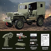 זול בקרות רדיו ומזלט"ים-רכב צבאי RC לאסף - ג'יפ וויליס צבאי בסגנון שלט רחוק - דגם מפורט לחובבים וילדים מתנה לחג המולד