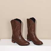 economico Stivali da cowboy e occidentali-stivali da cowboy da uomo in similpelle marrone scuro con ricami intricati: calzature eleganti e resistenti per occasioni in stile western e per l'uso quotidiano