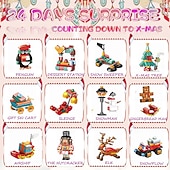 billiga Adventskalender-Jul adventskalender byggklossar för barn julnedräkning present, överraskningsleksak presentask för pojkar flickor ålder 6-12, 6-i-1 jultomten, julgran, tåg &amp;husbyggset, julklapp för barn från 6 år