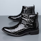 Недорогие Платье ботинки-Мужские коричневые ботинки с двойной пряжкой, верх с тиснением под крокодиловую кожу, стильный формальный дизайн для деловых встреч, свадеб и особых случаев.