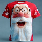 Недорогие Костюм Санта-Клауса-Новогодняя тематика Муж. Дед Мороз 3D Футболка С короткими рукавами Футболка 3D печать Вырез под горло Рубашка Повседневные Оригинальный рисунок Художественный Отпуск Для вечеринок Для улицы