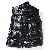 economico Gilet Puffer da Uomo-Per uomo Gilet imbottito Gilet Vacanza Quotidiano Data Moda Casual Autunno Inverno Tasca Poliestere Caldo Confortevole Tinta unica Cerniera Collo alla coreana Vestibilità regolare Nero Bianco Caffè