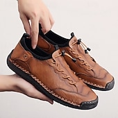 preiswerte Stiefeletten-Braune, handgefertigte Freizeitschuhe für Herren mit weicher Gummisohle und elastischem Kordelzug, bequeme Outdoor-Fahrschuhe für Reisen und den Alltag