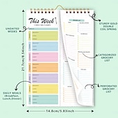 halpa Kodin tarvikkeet-ateriasuunnitteluvihko 8,5x5,8 tuumaa, 52 arkkia magneettinen, kaksoiskierteinen ateria &amp;ruokalista, seinälle kiinnitettävä ruokalistasuunnittelija päivittäiseen käyttöön &amp;viikkosuunnitelma