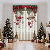 Недорогие Рождественская кухня-Рождественские прозрачные шторы серии 2025, 3D цифровая печать, оконные шторы для гостиной, спальни, праздничное украшение, декор для дома, элегантные праздничные шторные панели