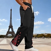 Herre Joggebukser Bukser Snorer Lomme Elastisk midje Ruter Komfort Sport & Utendørs Daglig Mote Fritid Svart Hvit Mikroelastisk billige Rett ben-Herre Joggebukser Bukser Snorer Lomme Elastisk midje Ruter Komfort Sport & Utendørs Daglig Mote Fritid Svart Hvit Mikroelastisk