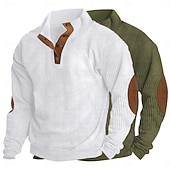 economico Felpe di base-Per uomo Maglia Velluto a coste Felpa con cappuccio Maglione Felpa con cappuccio abbottonata Vino+Nero bianco+vino rosso Bianco+verde militare Albicocca+Caffè Blu denim + nero Colletto Mao Semplice