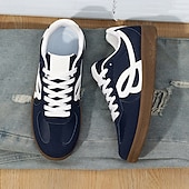 abordables Baskets-Homme Chaussures Décontractées Marche Occasionnel Daim Toile Confortable Antidérapant Respirant Mocassin Rouge Bleu Beige