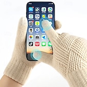 billiga Handskar-Dam 1 par Fingertoppar / Vinterhandskar / Stickade handskar Streetwear / Grundläggande / Utomhus Handskar - Solid färg Helt finger