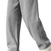 abordables Jambe Droite-Homme Pantalons Pantalon en velours côtelé Pantalons Amples Pantalon de survêtement droit Cordon de serrage Taille Élastique Couleur Unie Confort Longueur complète Quotidien Extérieur Vêtements de rue