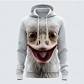 economico Stampa animale-Per uomo Animale 3D Scoiattolo Felpa con Cappuccio Felpa Esagerato Cool Festa Manica Lunga Girocollo All'aperto Abbigliamento casual alla moda Club Bianco 1 Bianco 2 Bianco 3 Coulisse Autunno Inverno