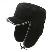 billiga Baseballkeps herr-Herr Vintermössa Öronlappshatt Vinter hattar Vinter varm mössa Vinter baseballkeps med öronlappar Svart Grå Polyester Mode Modernt Modernt Dagliga kläder Datum Enfärgad / vanlig färg Håller värmen