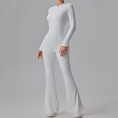 abordables Conjuntos y Monos-Mujer Mono de Fitness Mono de una pieza Cerrar Color sólido Body Primavera Otoño Negro Blanco Gimnasio Rutina de ejercicio Corriendo Control de barriga Manga Larga Deporte Ropa de Deporte Ajuste