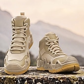 baratos Botas de caminhada-calçados esportivos masculinos bege de cano alto - botas táticas de caminhada duráveis para aventuras ao ar livre