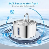 お買い得  クリーニング用品-2.2l/74オンスの猫用自動給水器、ステンレススチール、USB電源、超静音動作、窓付き、猫や小型犬に最適、家庭/オフィスの装飾に最適なモダンなメタリックデザイン