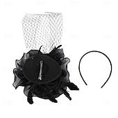 ieftine fascinatoare-Ornamente de Cap Material Textil organza Pălărie Nuntă Petrecere ceai Cursă de cai cocktail Elegant Epocă Cu Pene Diadema Articole Pentru Cap