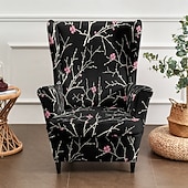 voordelige Hoes voor wingback-stoel-stretch hoes voor een fauteuil, polyester hoes met bloemen-/streep-/geometrische print voor een fauteuil, afneembare decoratieve meubelbeschermer